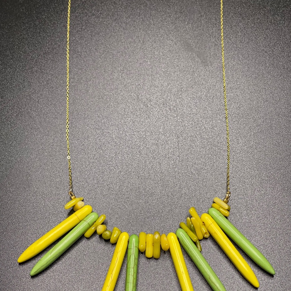Yellow and Green Beaded Necklace